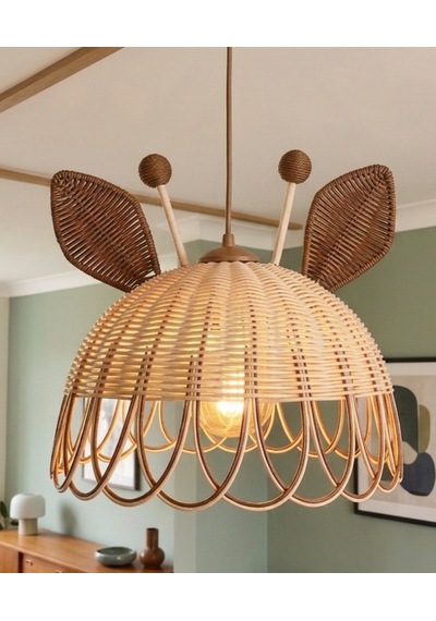 Zürafa Model Kahverengi Rattan Avize Kahverengi  - Bej