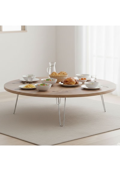Ratemo Ahşap Renk Yemek Masası 90 Cm Çap 22 Cm Yükseklik Katlanır Yer Sofrası Koyu Ceviz Ratemo Ahşap Renk Yemek Masası 90 Cm Çap 22 Cm Yükseklik Katlanır Yer Sofrası Koyu Ceviz