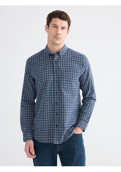 Lcwaıkıkı Classic İndigo Regular Fit Ekose Erkek Gömlek