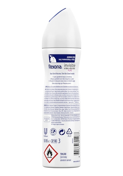 Rexona Invisible On Black+White Clothes Pure Kadın Sprey Deodorant 150 ML