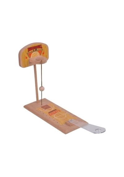 Mini Ahşap 28 CM Basketbol Potası - Eğitici ve Eğlenceli Hareketli Fırlatma Mekanizmalı Aile Oyunu