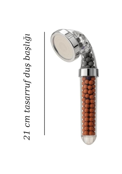 Tasarruflu Duş Başlığı 21 Cm, Mineral Ve Anyon Taşlı Su Arıtmalı Basınçlı El Duşu Su Ve Ene