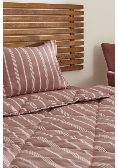 Karacahome Sarah Anderson Barlet Tek Kişilik Comfort Set Çizgili Bordo