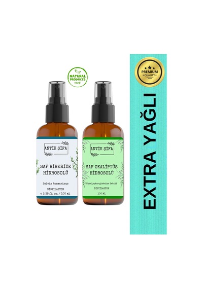 Biberiye Suyu Ve Okaliptüs Suyu Seti - Parlaklık Hidrosolü Seti 2x100ml