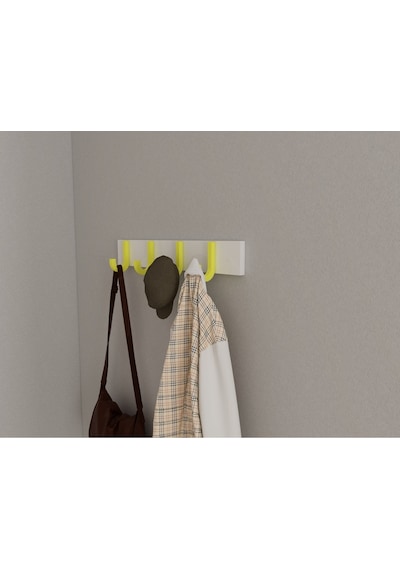 Hepsi3boyutlu Modern Duvar & Kapı Baston Askılık - 4 Adet Sarı J Askılık - Model No : 6 Sarı