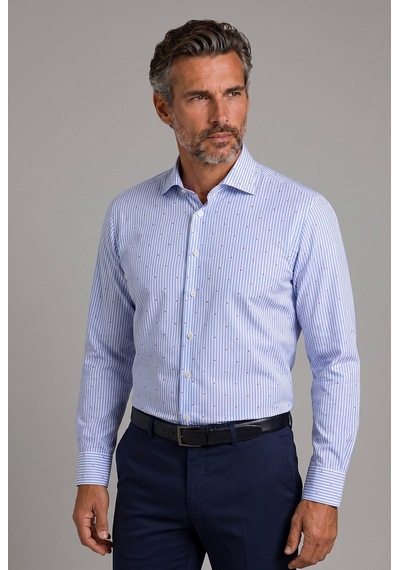 Bisse Mavi Regular Fit Cepsiz İtalyan Yaka Uzun Gömlek Gmczg261077 D35