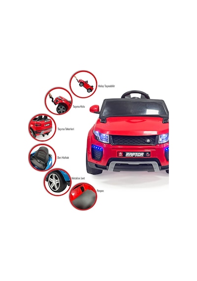 Akar Oyuncak Raptor 12 Volt Uzaktan Kumandalı Akülü Suv Çocuk Arabası Kırmızı