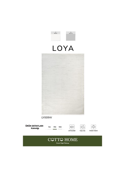 Loya Ly009w Krem Halı Modern Desenli Antialerjik Pamuk Taban Salon Halısı Yatak Odası Koridor