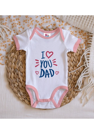 Bk Gift Bk Kids I Love You Dad Tasarımlı Pembe Bebek Body Zıbın-1 3-6 Ay Sarı