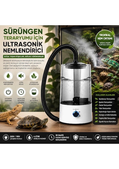 Sürüngen Teraryumu Nemlendirici Sis Makinesi - Ultrasonik Otomatik Buhar Üretici Bukalemun, İguana