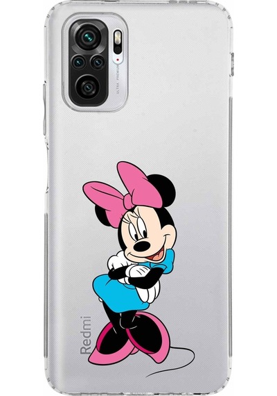Xiaomi Redmi Note 10 4g Kamera Korumalı Kapak Minnie Mouse Tasarımlı Şeffaf Kılıf Şeffaf
