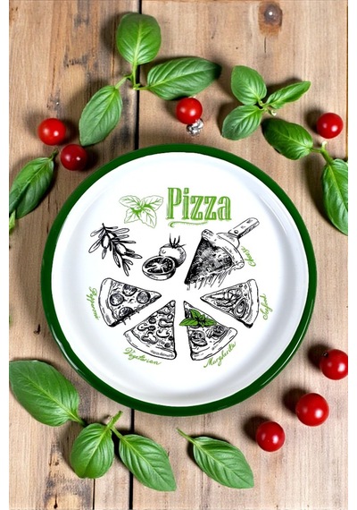 22 No Pizza Tabağı Tepsisi Supla Pasta Tabağı Servis Tabağı 22cm - Yeşil