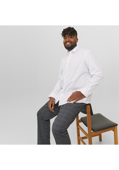 Jack & Jones Büyük Beden Uzun Kollu Gömlek - Joe - 12200623 Beyaz