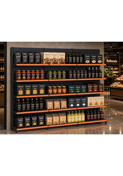 Market Rafı Ekonomik 3'lü Bazasız Duvar Ünitesi- 40a/30 4 - H:220 Cm 40x90 Cm-antrasit Gri Çok Renkli