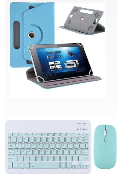 Lenovo Tab M10 Plus Tb128fu Kılıf Uyumlu Standlı Kablosuz Bluetooth Klavye Mouse Set Kılıf
