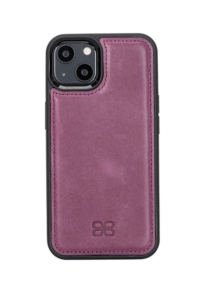 Bouletta Apple İphone 13 Uyumlu Deri Arka Kapak Cz7 Mor