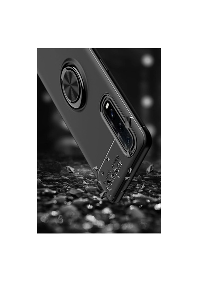 Oppo Find X2 Kılıf Range Yüzüklü Silikon - Siyah renkli