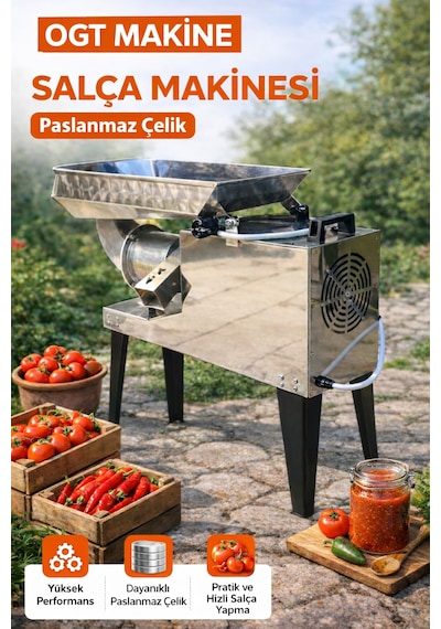 Paslanmaz Salça Makinesi 3 Hp Profesyonel İnox Domates Çekme Makinesi