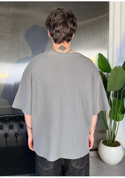 Zaee Micro Texture Oversize Tişört Füme
