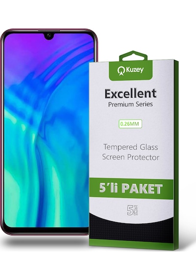 Huawei Honor 20 Lite ile Uyumlu Kırılmaz Temperli Ekran Koruyucu Cam Ekonomik 5'li Paket