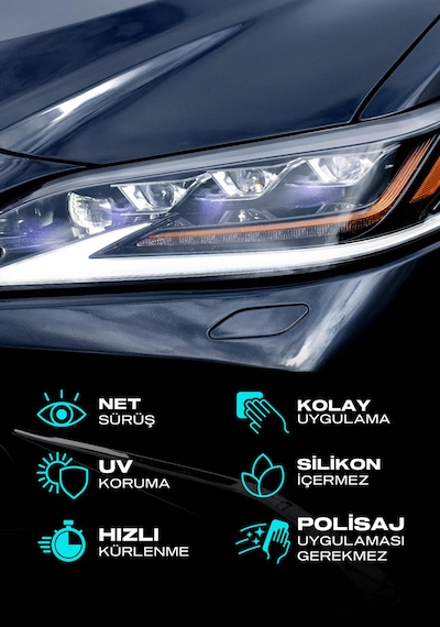 Nasiol Headlight Restorer Nano Seramik Far Yenileme ve Koruma Kiti-3 Yıl Dayanım 10 ML