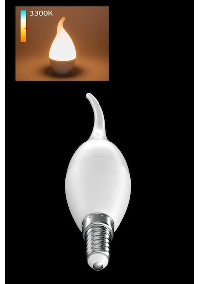 Rutter Rt-1189 5w Kuğu Led Mum Ampul 3000k Sarı Işık E14 Kıvrımlı Ampul