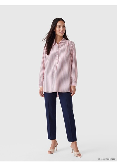 Lcw Everyday Pembe Çizgili Kadın Gömlek Tunik