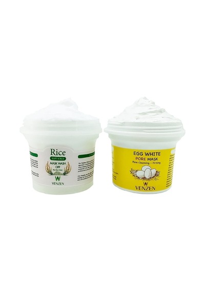 2'li Set Egg White Pore Gözenek Maske 125g Rice Mask Peeling Maske 100g