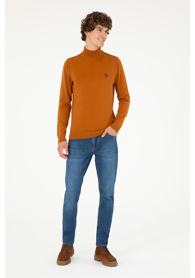 U.S. Polo Assn.  Erkek Slim Fit Yarım Boğazlı Coconut Basic Kazak 50293499-VR153