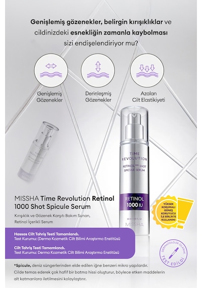 Missha Time Revolution Retinol Kırışıklık ve Gözenek Karşıtı Retinol Serum 1000 Shot Spicule Serum