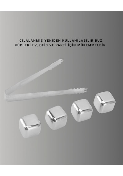 Paslanmaz Çelikten Üretilmiş Metal Buz Küpü Seti Ve Buz Klipsi Diğer