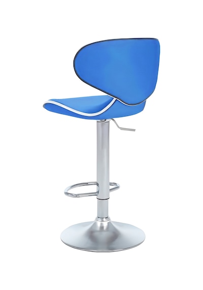 Bürocci Zen Bar Taburesi - Mavi Modern Deri Metal Ataklı Yüksek Tezgah Sandalyesi - 9549s0514 Mavi
