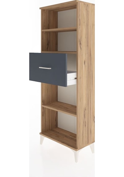 Arges Dolap 3 Raflı Tek Çekmeceli 60x30x163 Çam-antrasit Atlas Çam