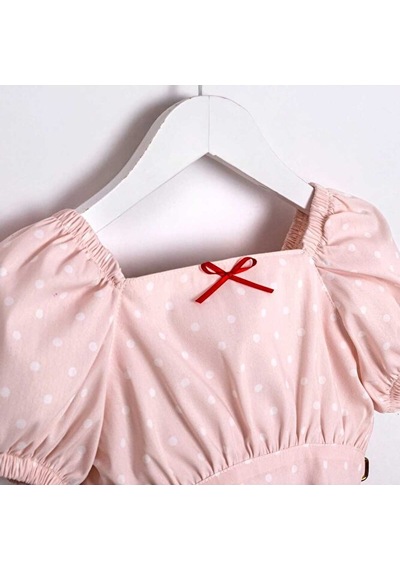 Ministok Bella Crop Blüz Etekli 2'li Kız Çocuk Takım Pembe