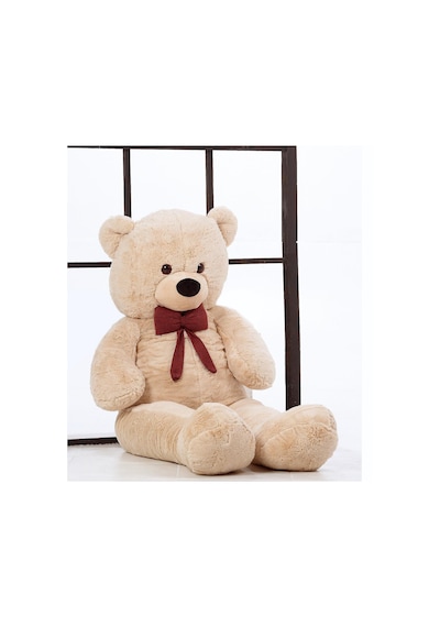160 Cm Papyonlu Peluş Ayı-Dev Boy-Sevgiliye Özel Hediye - % 100 Y Bej