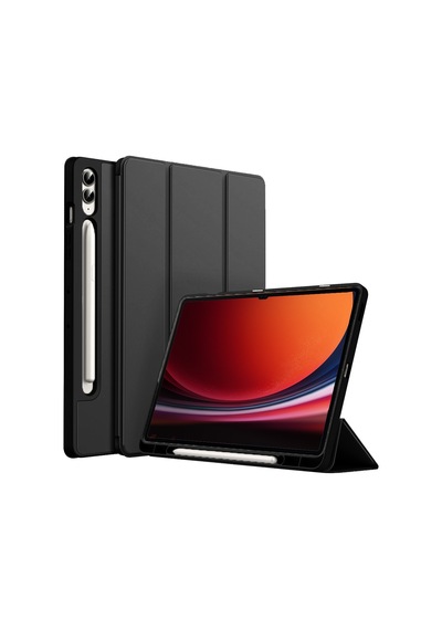 Samsung Galaxy Uyumlu Tab S9 Plus X810 12.4 İnç Kılıf Premium Silikon Kalem Bölmeli Smart Case Kapaklı Kılıf