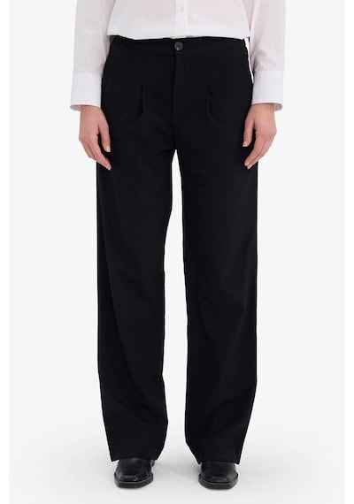 Defacto Wide Leg Çift Cepli Yüksek Bel Geniş Paça Pantolon G3822ax25aubk81 Siyah-bk81