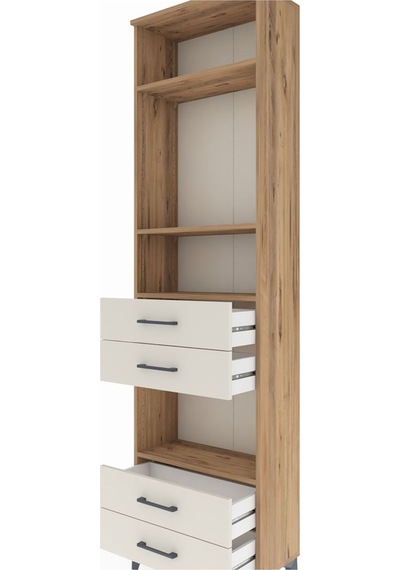 Arges Dolap 4 Raflı 4 Çekmeceli 60x30x221 Çam-aytaşı Çam