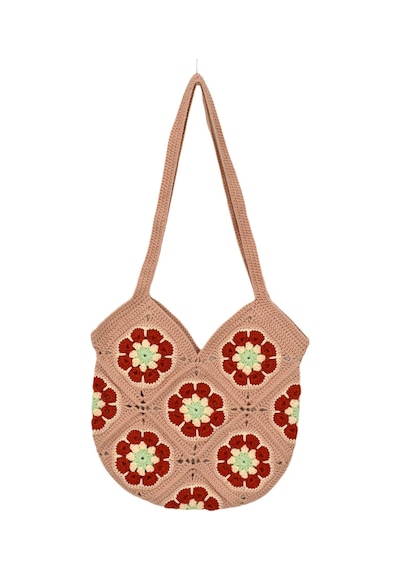 Baglan El Örgüsü Motif Desenli İçi Astarlı Omuz Çanta Bgl-st04725 Pudra
