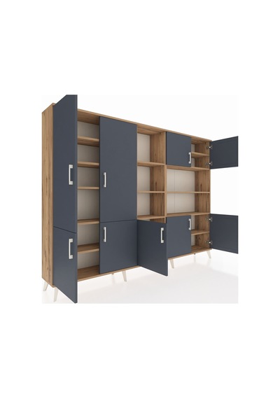 Arges Dolap 14 Raflı 9 Kapaklı 220x30x163 Çam-antrasit/çam Çam-antrasit/çam Arges Dolap 14 Raflı 9 Kapaklı 220x30x163 Çam-antrasit/çam Çam-antrasit/çam