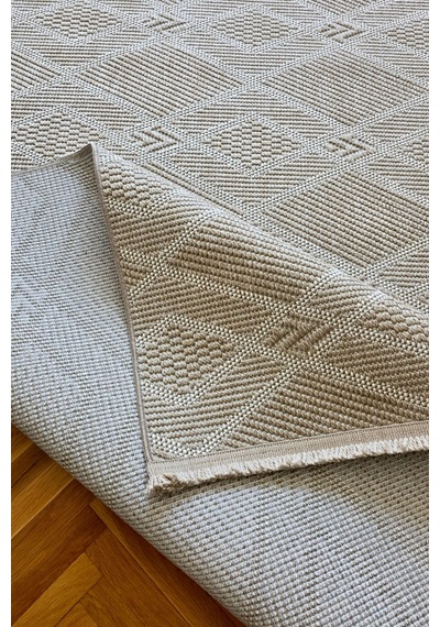 Leiva Home Lara 05 Krem Bej Sisal İskandinav Modern Kaymaz Taban Yumuşak Özel Ölçü Salon Koridor Halısı 0220-krem