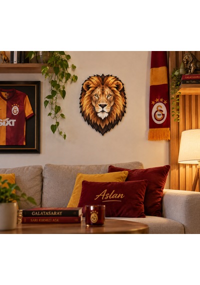 Geometrik Aslan Mdf Duvar Dekoru Uv Baskılı Aslan Figürü Mdf Tablo