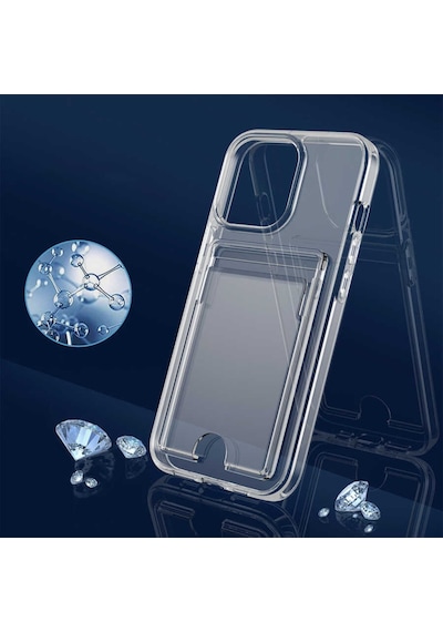 Apple Uyumlu iPhone 13 Pro Kılıf Zore Ensa Kartlık Bölmeli Şeffaf Kılıf Renksiz