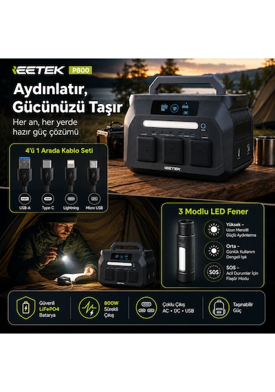Initial Entropy Energy P800+sp100 Solar Enerji Seti 512wh 800w Power Station + 100w Katlanabilir Güneş Paneli