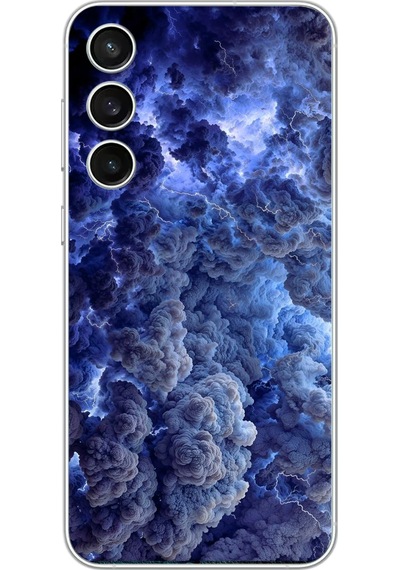 Samsung Galaxy S23 Fe Uyumlu Mor Bulutlar Baskılı Silikon Kılıf Renkli