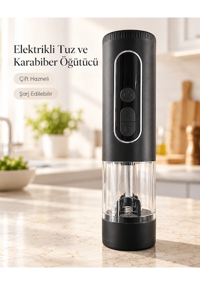 1. Led Ekranlı 900 Mah Bataryalı Şarj Edilebilir Tuz Ve Karabiber Öğütücü