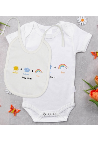 Bitmeyenkartus Bk Kids Kişiye Özel Annem Babam Ben Tasarımlı Bebek Body Zıbın Ve Çok Renkli