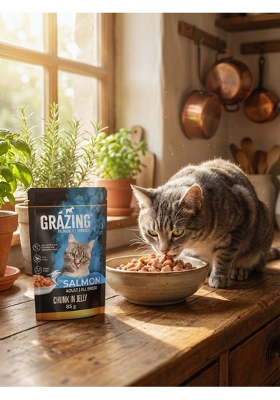 12li Somonlu Yaş Kedi Maması Omega Destekli Yaş Mama 12x 85 Gr