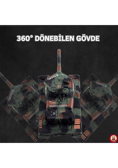 Oyuncak 2.4 Uzaktan Kumandalı Su Bombası Atan Tank Buharlı 1200 Şarjlı Sesli Gövdesi 360 Hareketli Gövde Yeşil