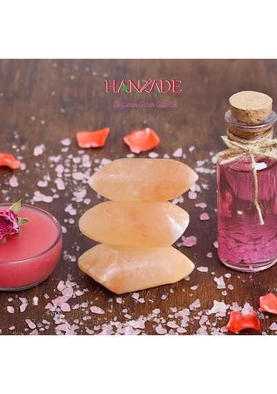 Hanzade Bitkisel Himalaya Tuz Sabunu 300-350 Gr Zengin Mineralli Doğal Saf Pembe Himalaya Kaya Tuzu Sabunu Doğal Peeling Acı Badem